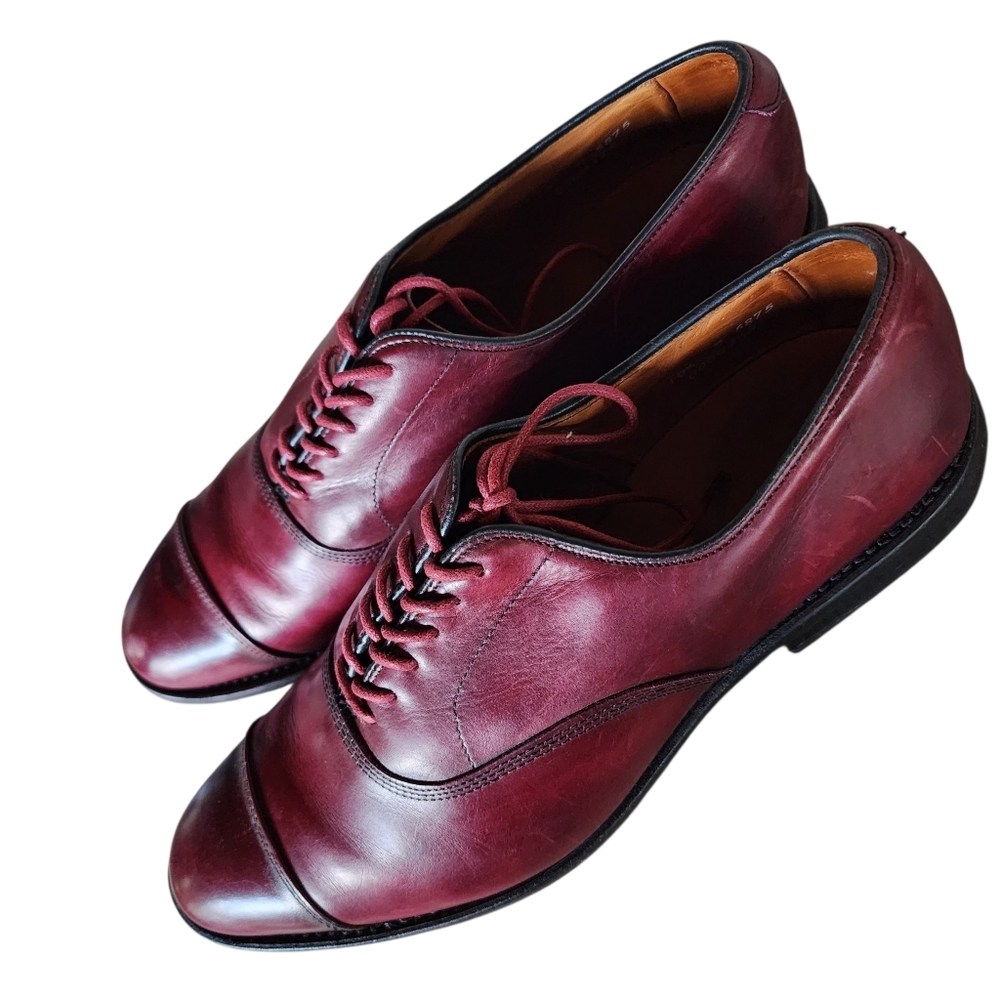 Allen Edmonds "PARK AVENUE" Leather Cap-Toe Oxfords 10.5‎ D Burgundy